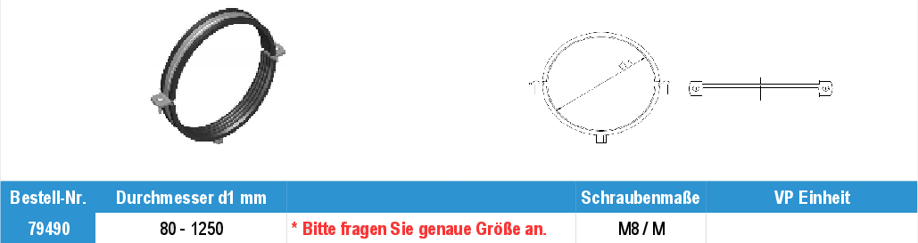 Lüftungsrohrschelle Edelstahl A2 oder A4